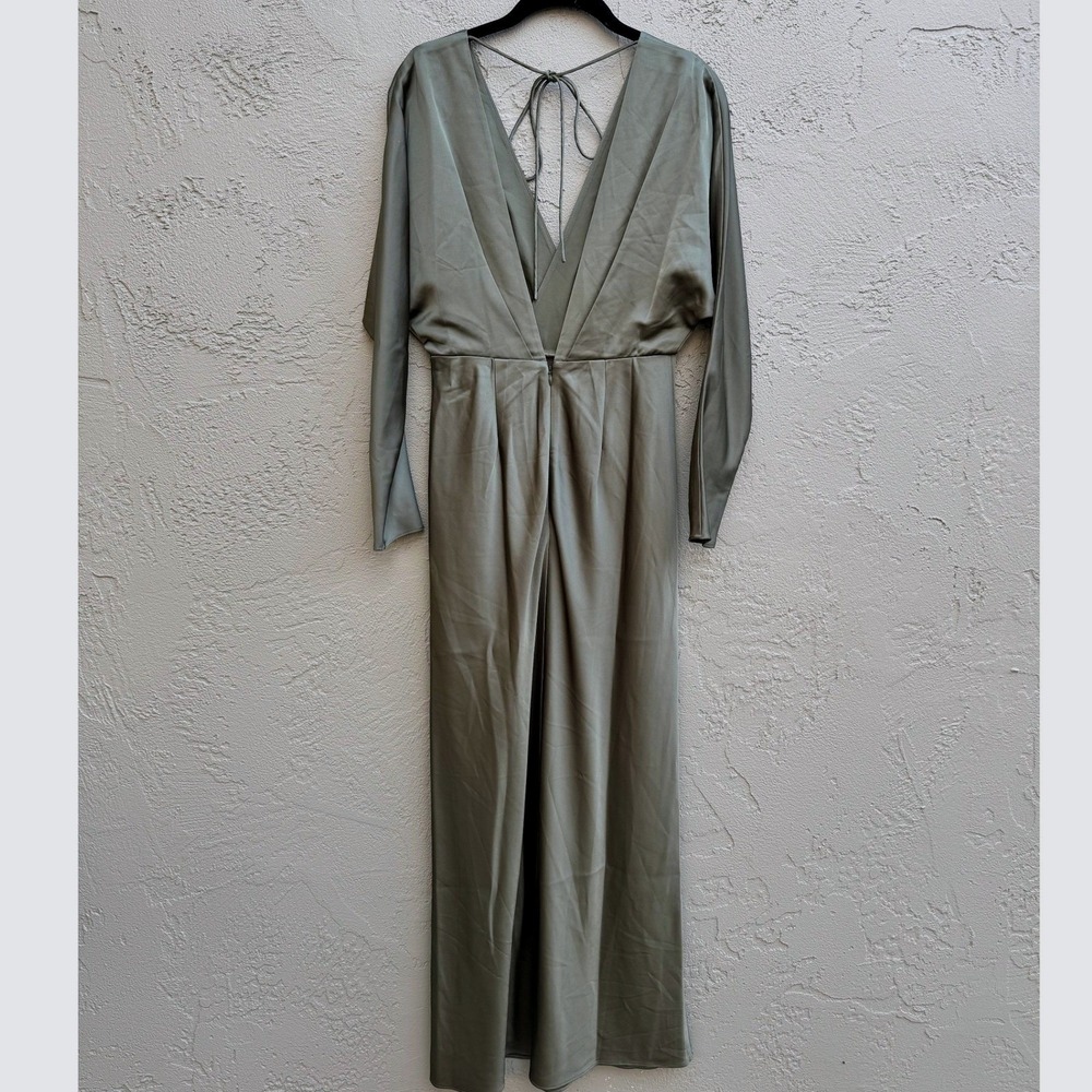 Significant Other NEW Women Sage Draped Deep VNeck Maxi Dress SZ 4 Wedding Glam - Picture 5 of 9